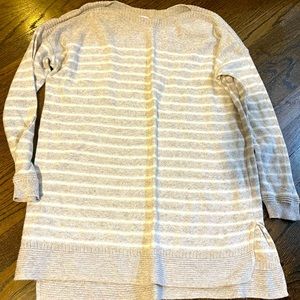 Beige and white tunic length light sweater